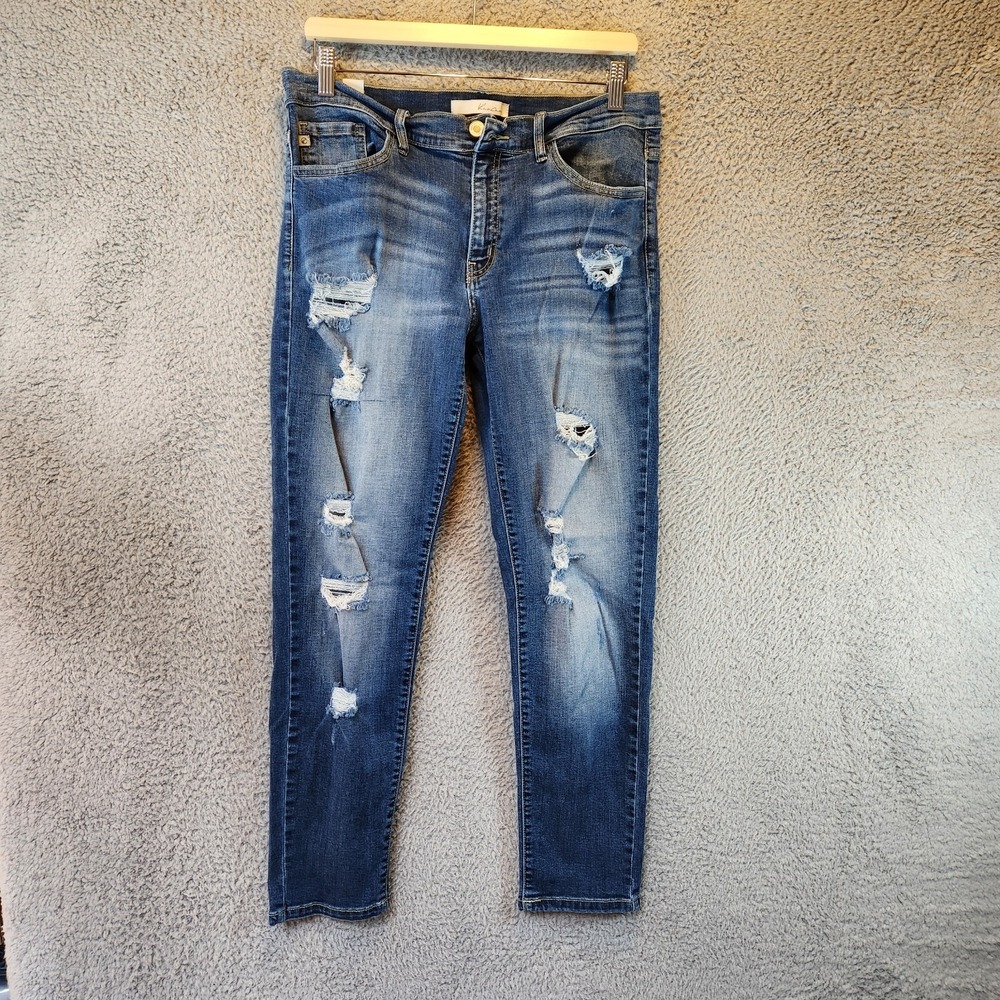 Kancan Los Angeles Jeans Womens W15 31 (Fits 31x28) Blue Distressed Stretch